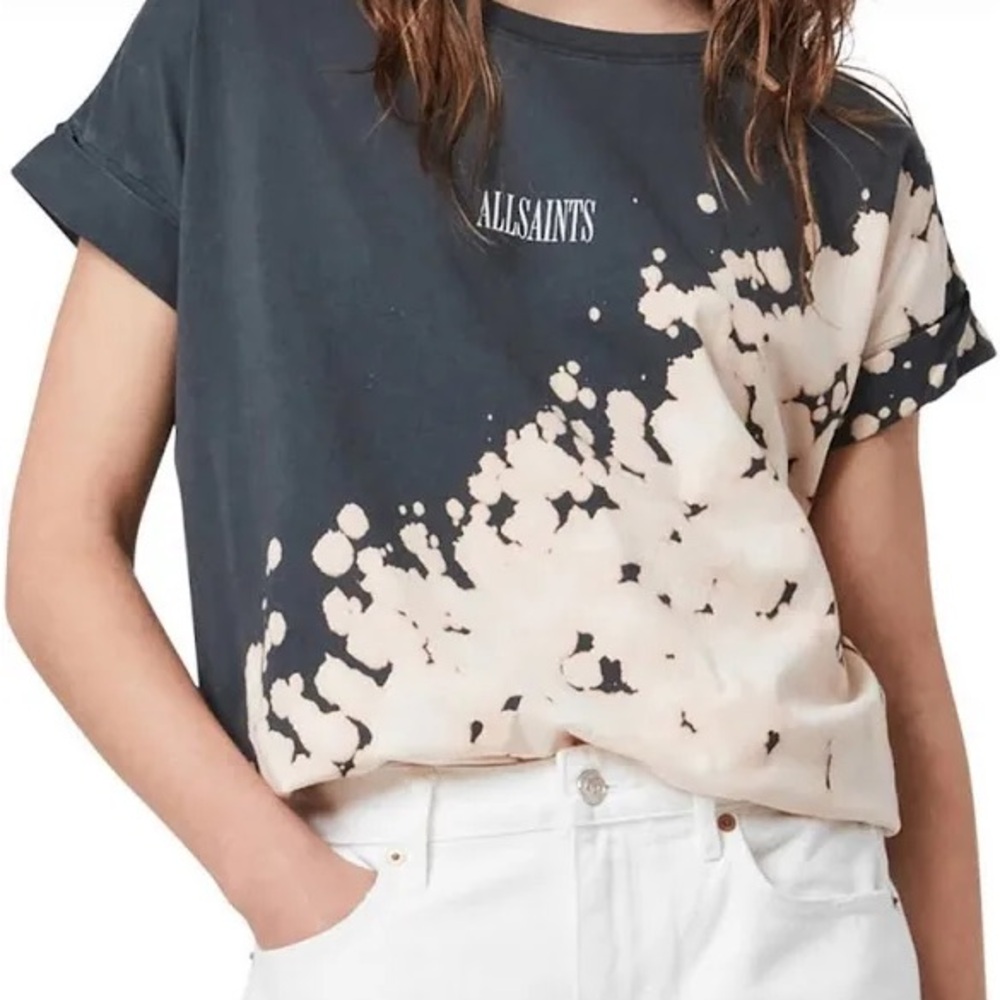 All Saints Oversized Black and Pink Splatter Tee